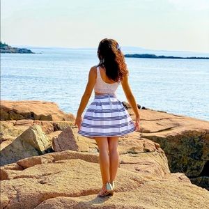 Francesca’s Columbus Striped Bandage Skirt Small